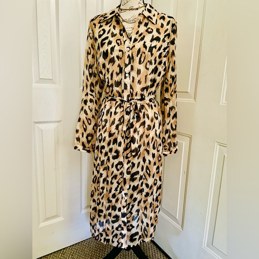 Colleen Lopez Animal Print Long Sleeve Dress